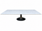 RH Aero Stone Rectangular Dining Table – 120" | Italian Carrara Marble Top | Cast Iron Pedestal Base
