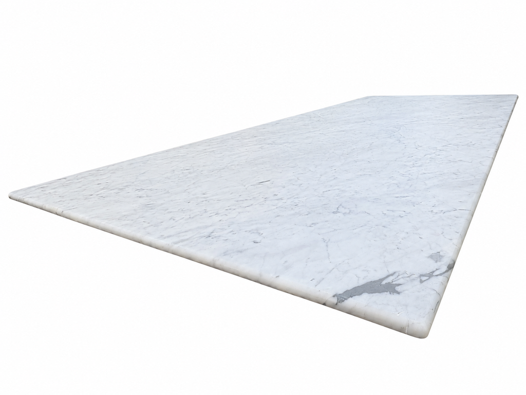 RH Aero Stone Rectangular Dining Table – 120" | Italian Carrara Marble Top | Cast Iron Pedestal Base
