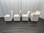 Curated Set of Four RH Ellison Fabric Dining Chairs
Perennials® Performance Textured Linen Weave — White
Recessed Caster Bases