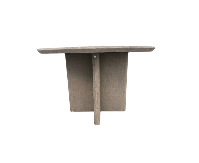 RH Balmain Round Teak Dining Table – 48" Weathered Teak Finish