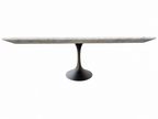 RH Aero Stone Rectangular Dining Table – 120" | Italian Carrara Marble Top | Cast Iron Pedestal Base