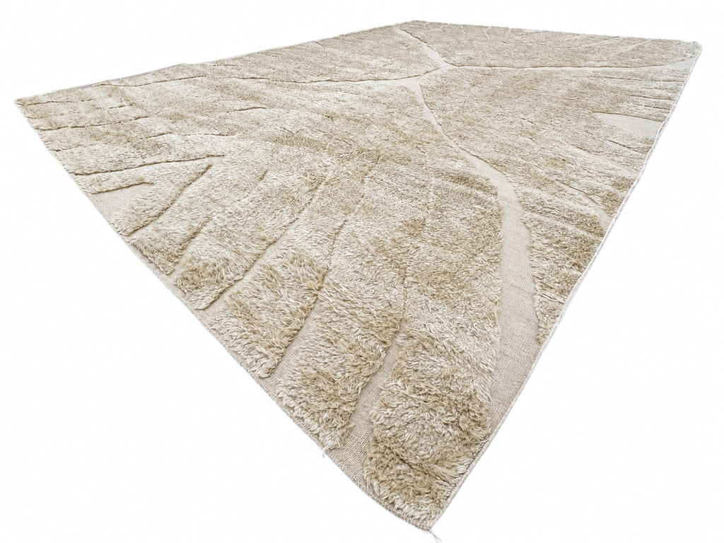 RH Tarras Wool Rug – 10' × 14' Wheat | 100% Hand-Spun Wool | Hand-Knotted | Sculptural High-Low Texture