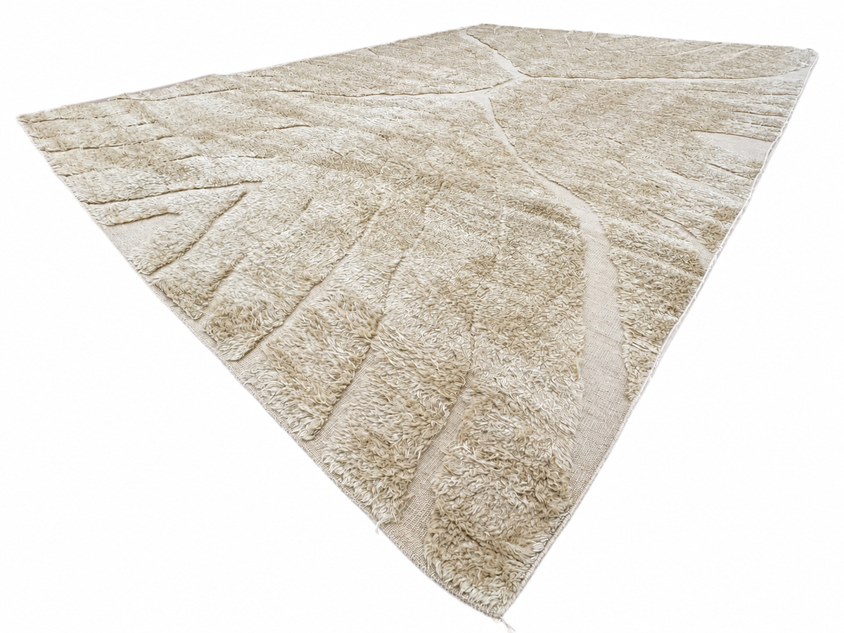 RH Tarras Wool Rug – 10' × 14' Wheat | 100% Hand-Spun Wool | Hand-Knotted | Sculptural High-Low Texture