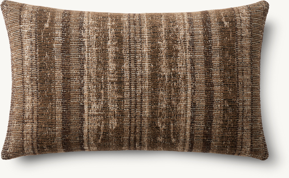 RH Restoration Hardware Ria Stripe Pillow Covers 
Set of 2 | 13" × 21" Lumbar | Burnt Caramel