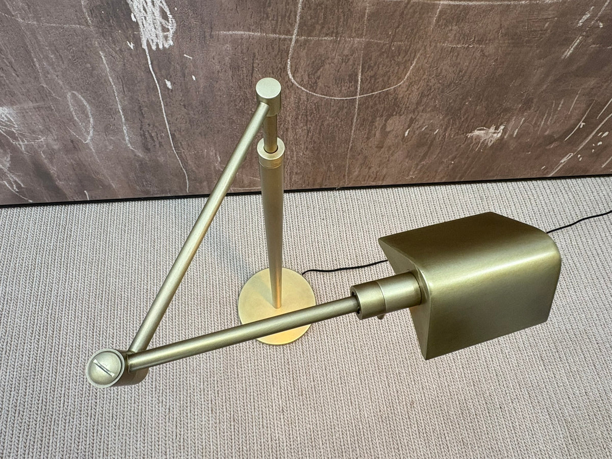 RH Métier Task Floor Lamp Lacquered Burnished Brass | Adjustable Swing Arm | Dimmable Task Lighting