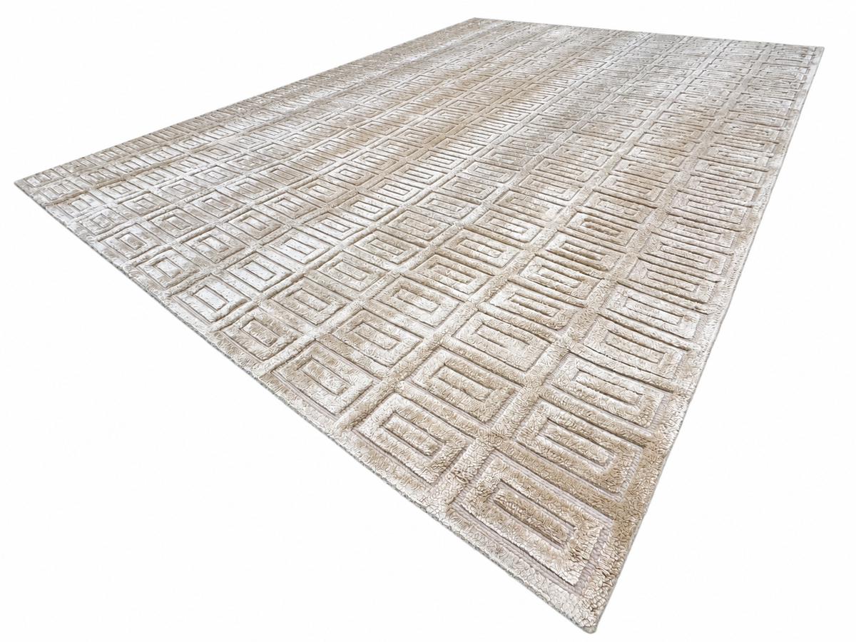 RH Rajouri Silk & Wool Rug – 9' × 12' Sand | Hand-Knotted Silk & Wool | Hand-Carved | Made in Nepal