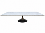 RH Aero Stone Rectangular Dining Table – 120" | Italian Carrara Marble Top | Cast Iron Pedestal Base