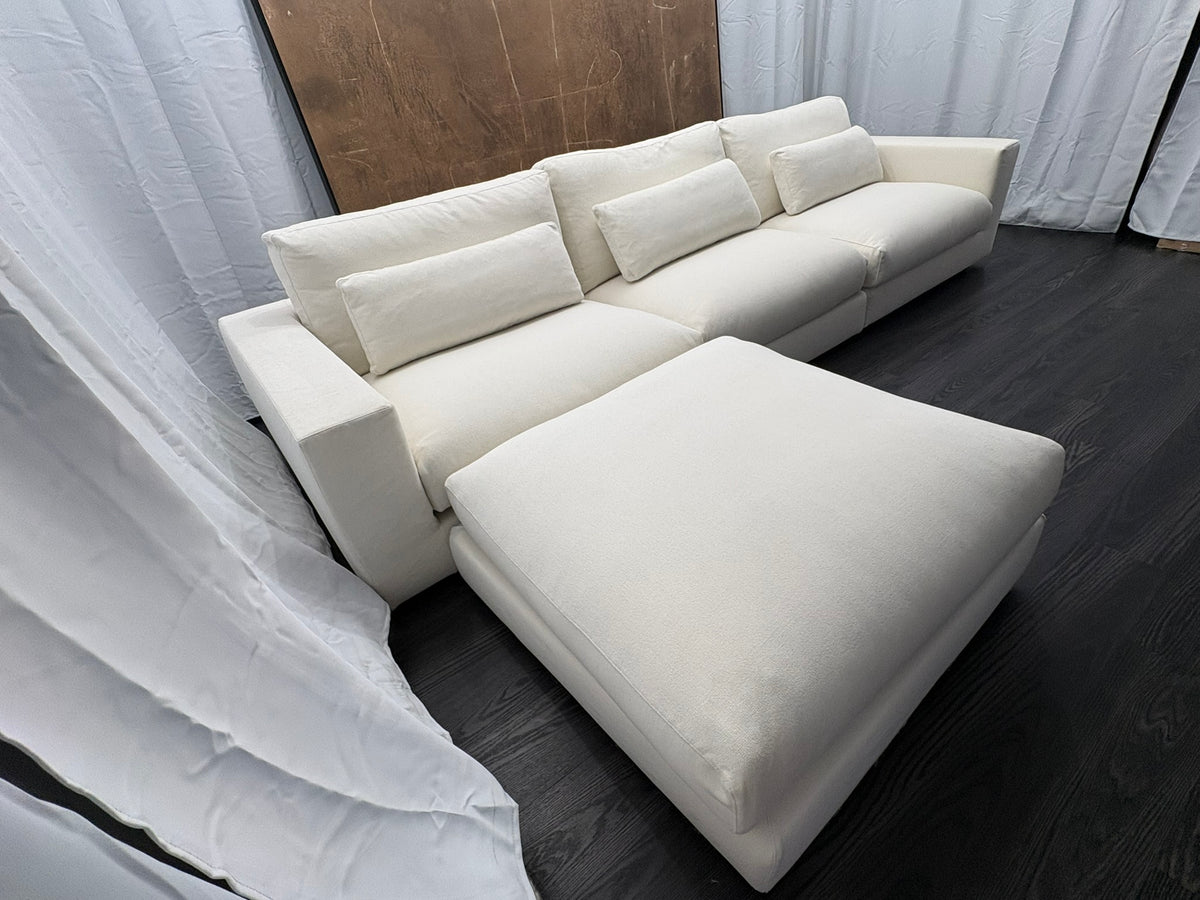 RH Lugano Modular 4-Piece Sectional | Italy | Down | Performance Linen Weave – Natural