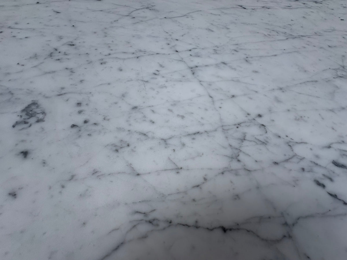 RH Aero Stone Rectangular Dining Table – 120" | Italian Carrara Marble Top | Cast Iron Pedestal Base