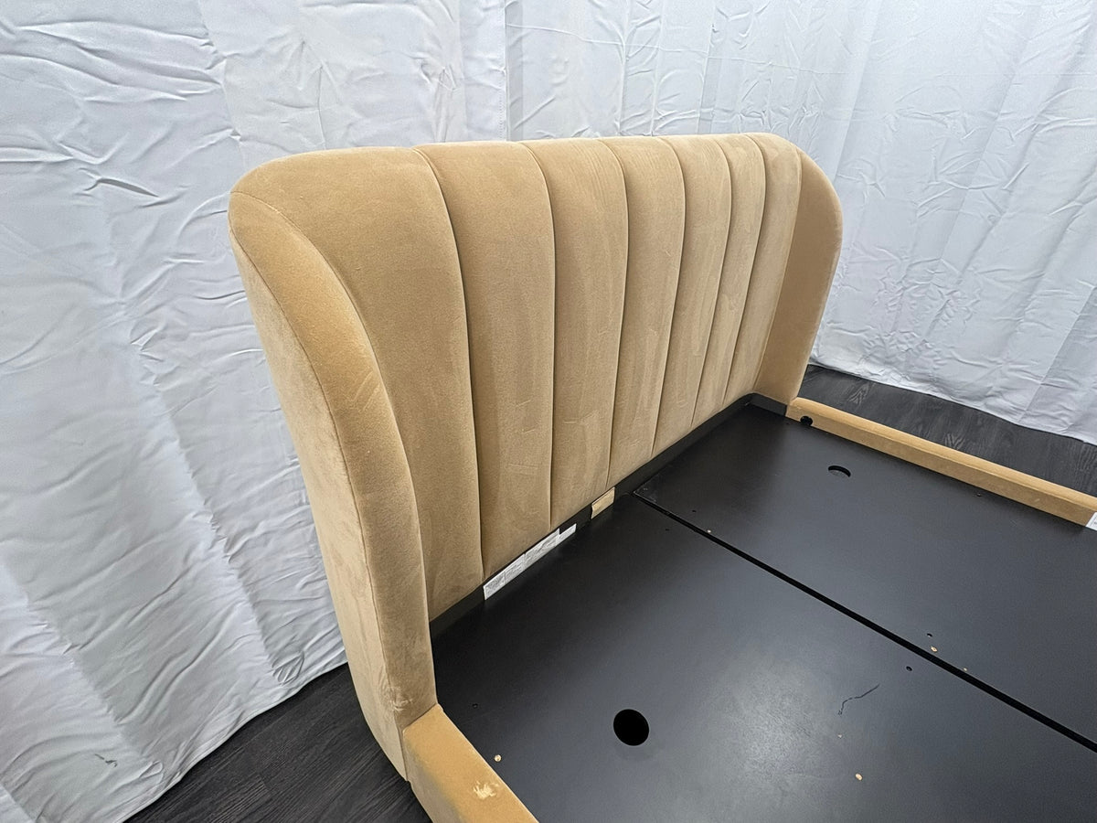 RH Valentina Upholstered Bed — Queen | Camel Performance Velvet