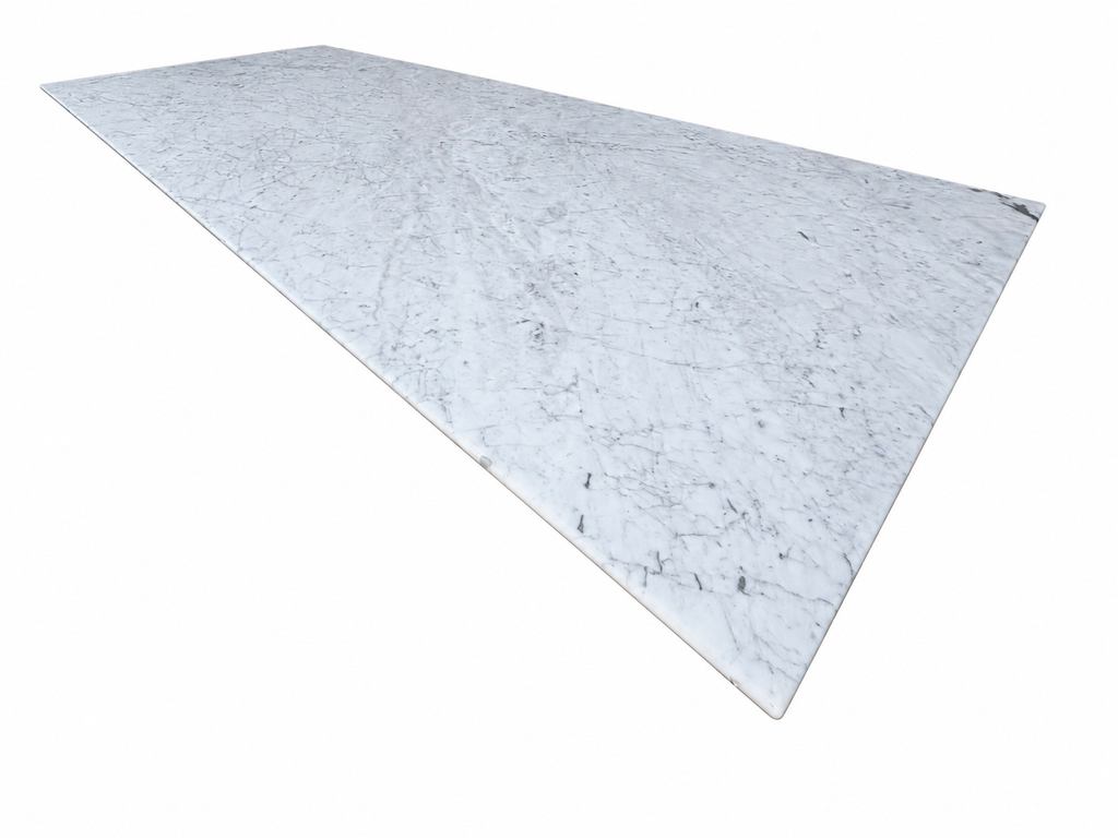 RH Aero Stone Rectangular Dining Table – 120" | Italian Carrara Marble Top | Cast Iron Pedestal Base