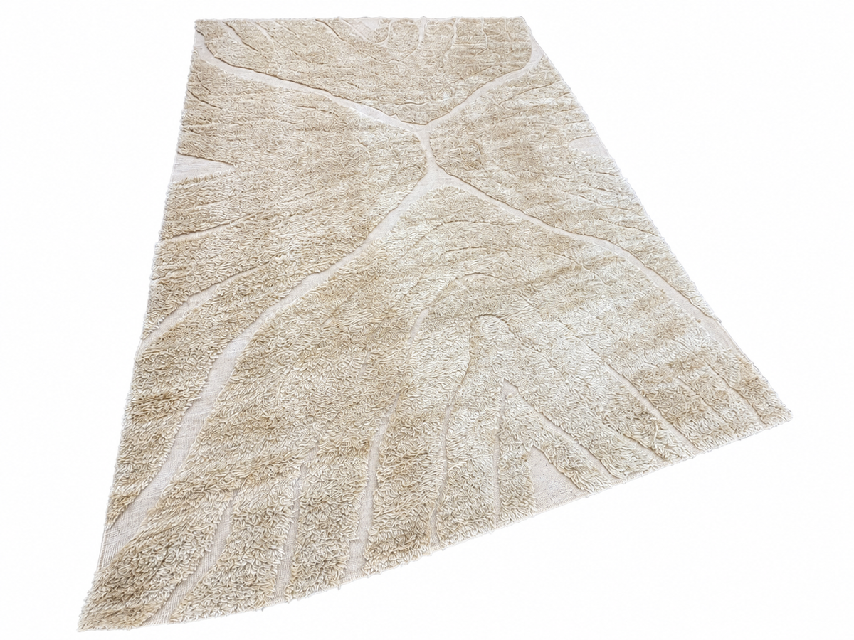 RH Tarras Wool Rug – 10' × 14' Wheat | 100% Hand-Spun Wool | Hand-Knotted | Sculptural High-Low Texture