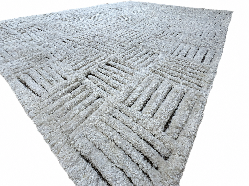 RH Basanti Rug – 9' × 12' Marled Ivory/Charcoal | Hand-Knotted Wool Blend | Contemporary Himalayan-Inspired Design (Rug 2)