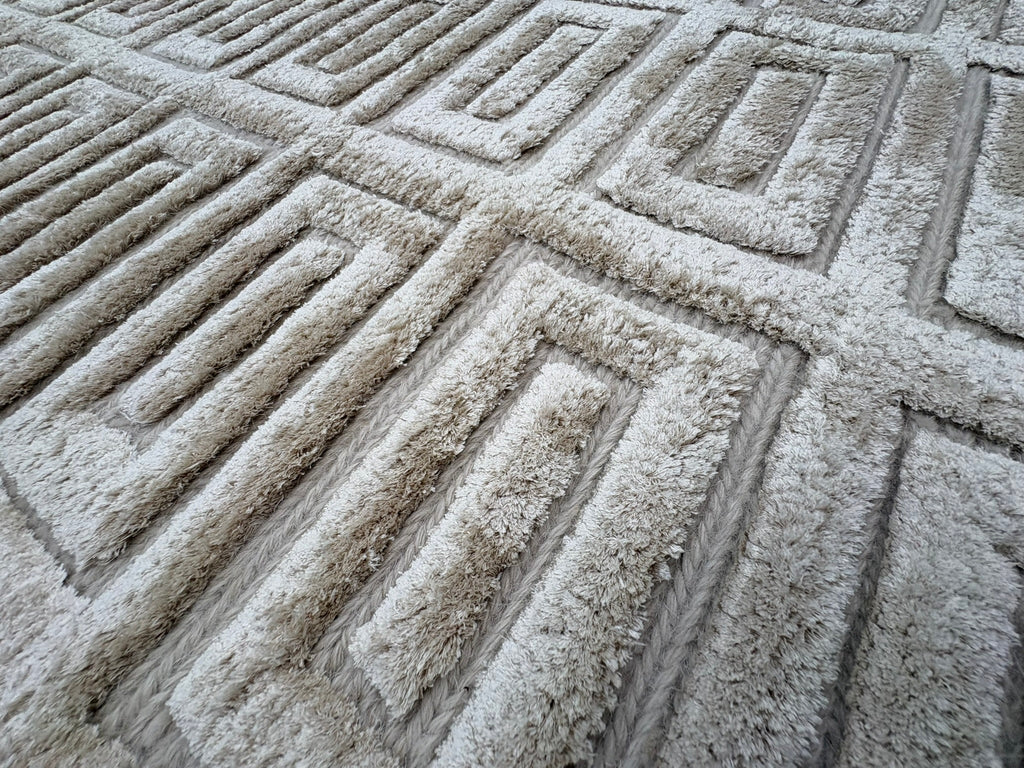 RH Rajouri Silk & Wool Rug – 9' × 12' Sand | Hand-Knotted Silk & Wool | Hand-Carved | Made in Nepal