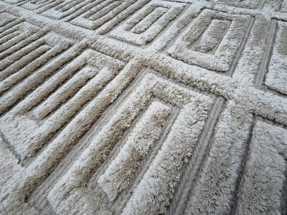 RH Rajouri Silk & Wool Rug – 9' × 12' Sand | Hand-Knotted Silk & Wool | Hand-Carved | Made in Nepal