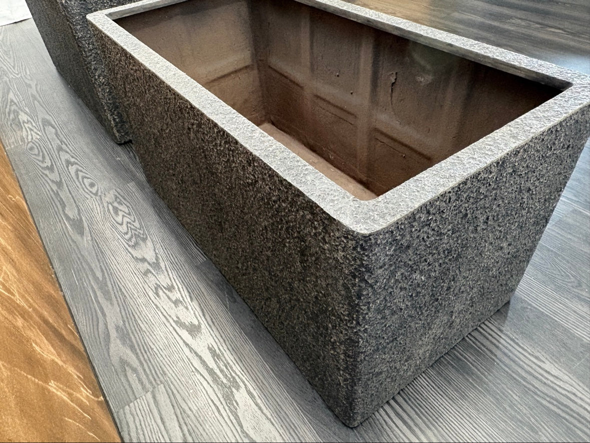 RH Paxos Square Planter – Size F 39½"W × 19½"D × 19½"H | Carbon | Set of 2 | Upscale Staging