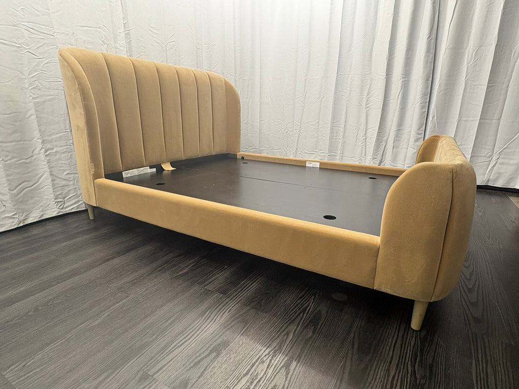 RH Valentina Upholstered Bed — Queen | Camel Performance Velvet