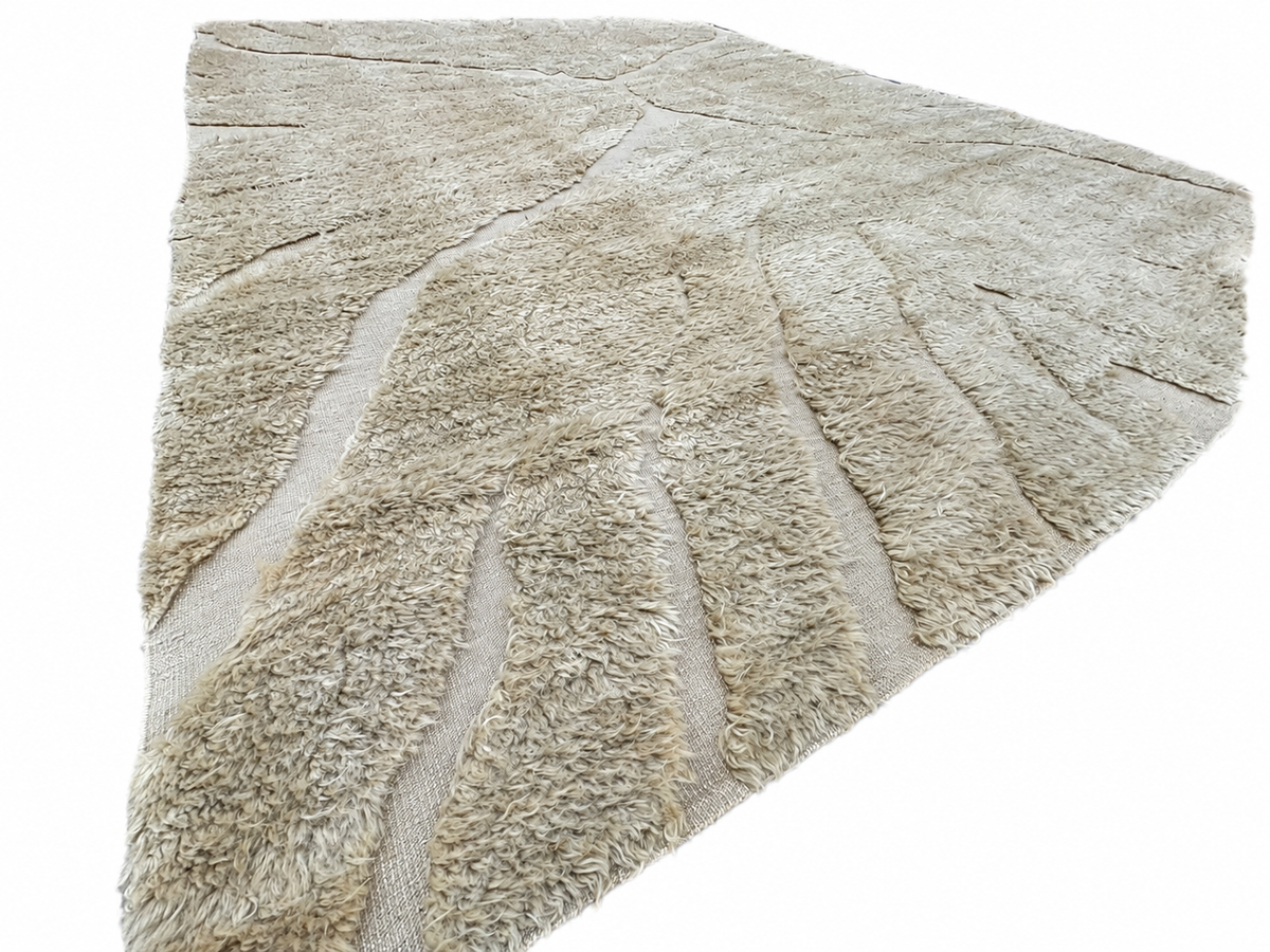 RH Tarras Wool Rug – 10' × 14' Wheat | 100% Hand-Spun Wool | Hand-Knotted | Sculptural High-Low Texture