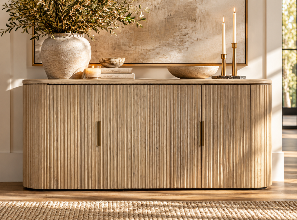 RH Byron 4-Door Sideboard — 84” Light Oak | Reeded American White Oak | Artisan Crafted (2 of 3)
