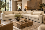 RH Lugano Modular 5-Piece Sectional | Italy | Down-Feather | Performance Linen Weave – Sand | Customizable