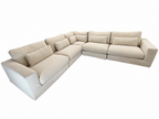 RH Lugano Modular 5-Piece Sectional | Italy | Down-Feather | Performance Linen Weave – Sand | Customizable