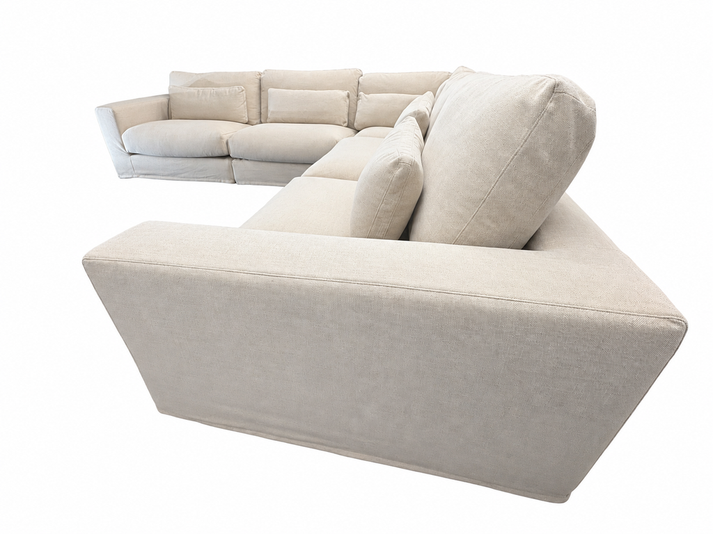 RH Lugano Modular 5-Piece Sectional | Italy | Down-Feather | Performance Linen Weave – Sand | Customizable