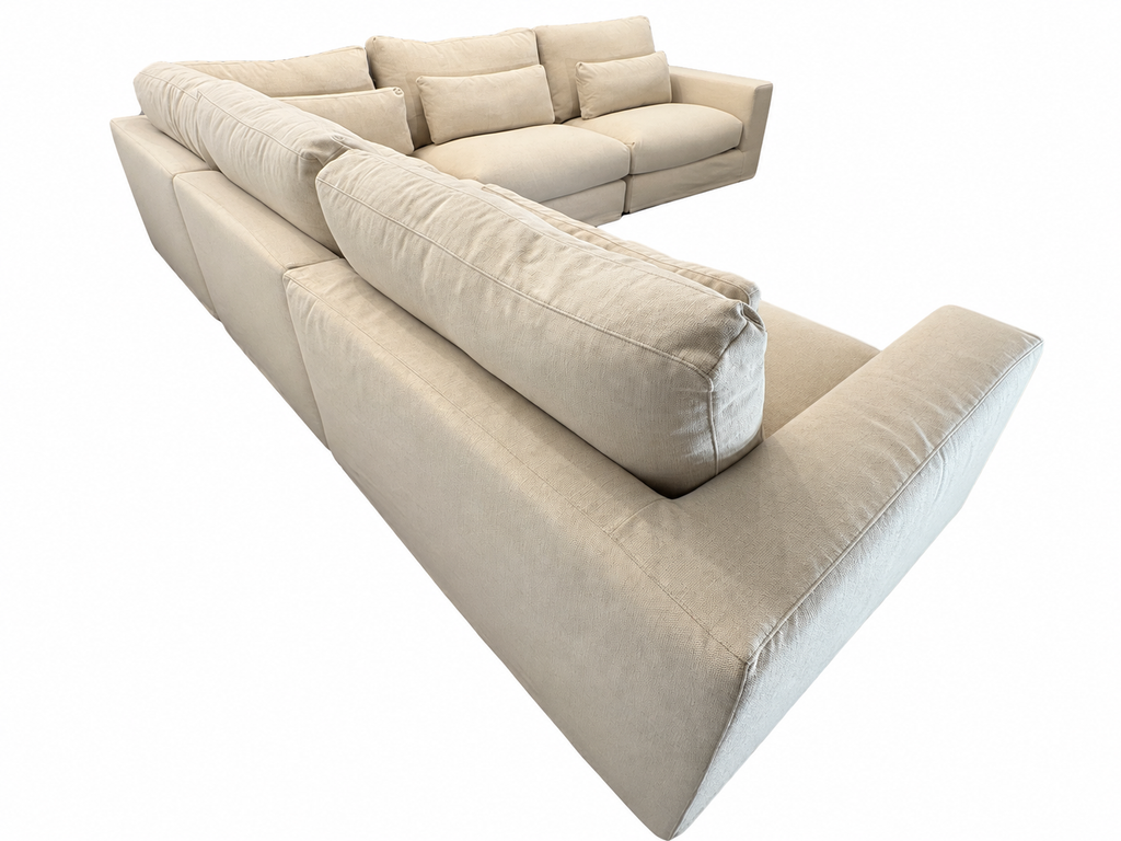 RH Lugano Modular 5-Piece Sectional | Italy | Down-Feather | Performance Linen Weave – Sand | Customizable