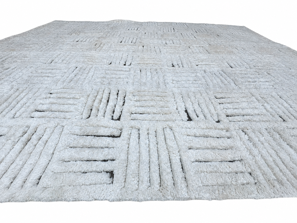 RH Basanti Rug – 9' × 12' Marled Ivory/Charcoal | Hand-Knotted Wool Blend | Contemporary Himalayan-Inspired Design (Rug 2)