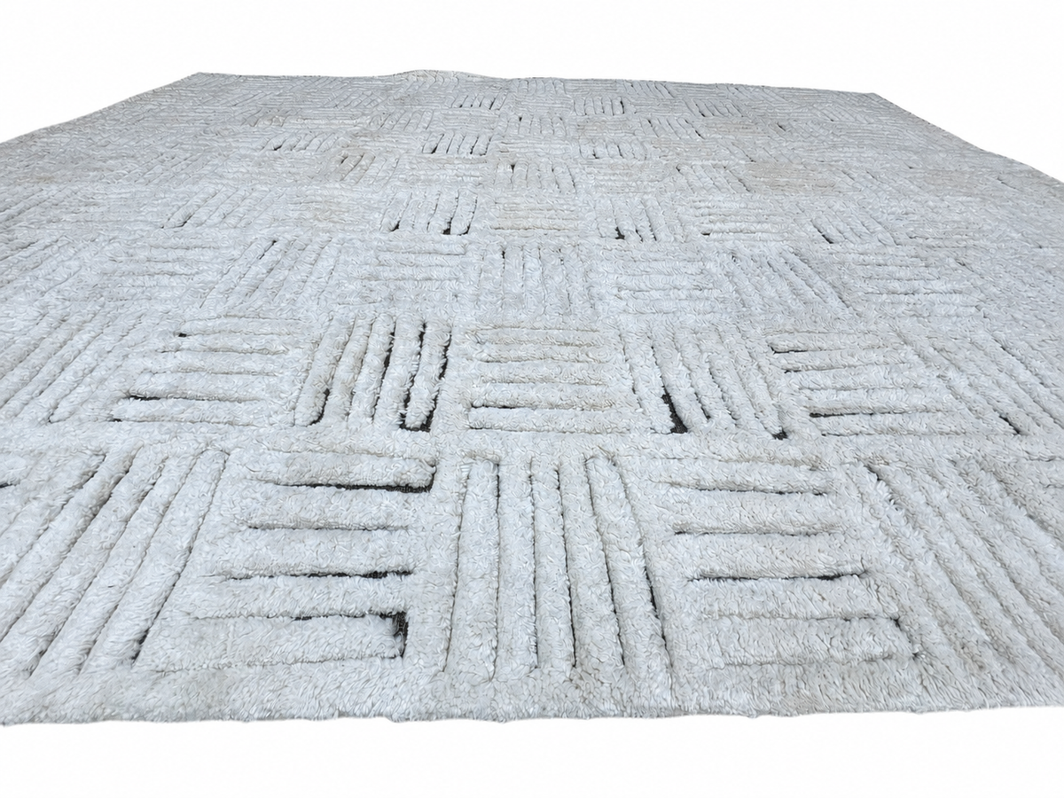 RH Basanti Rug – 9' × 12' Marled Ivory/Charcoal | Hand-Knotted Wool Blend | Contemporary Himalayan-Inspired Design (Rug 2)