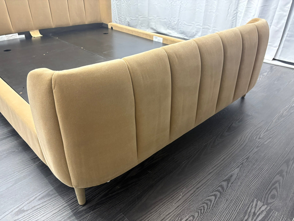 RH Valentina Upholstered Bed — Queen | Camel Performance Velvet