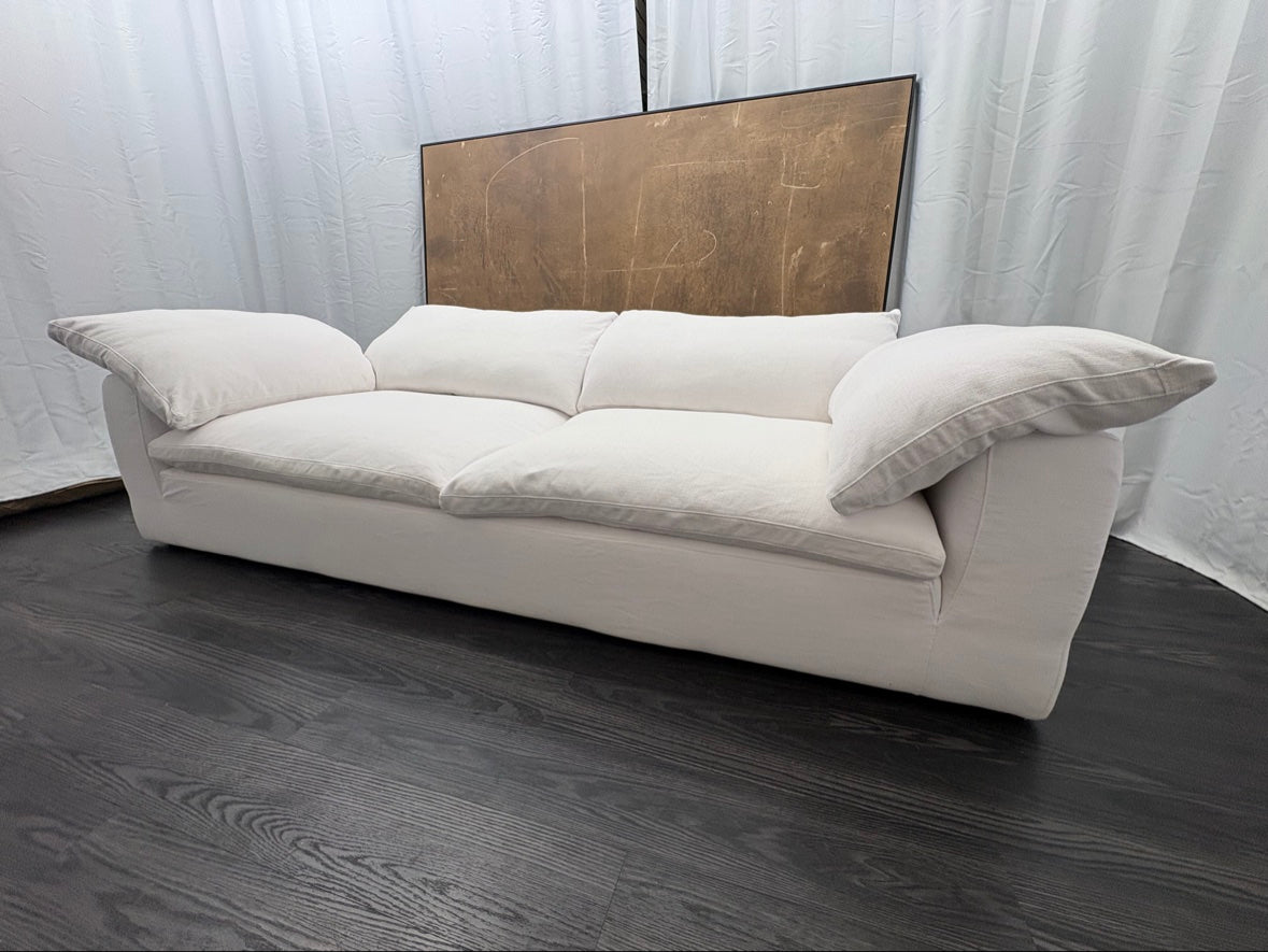 RH Cloud 9' Luxe Sofa — 2-Cushion | Perennials Performance Textured Linen Weave | White