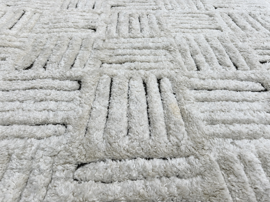 RH Basanti Rug – 9' × 12' Marled Ivory/Charcoal | Hand-Knotted Wool Blend | Contemporary Himalayan-Inspired Design (Rug 2)