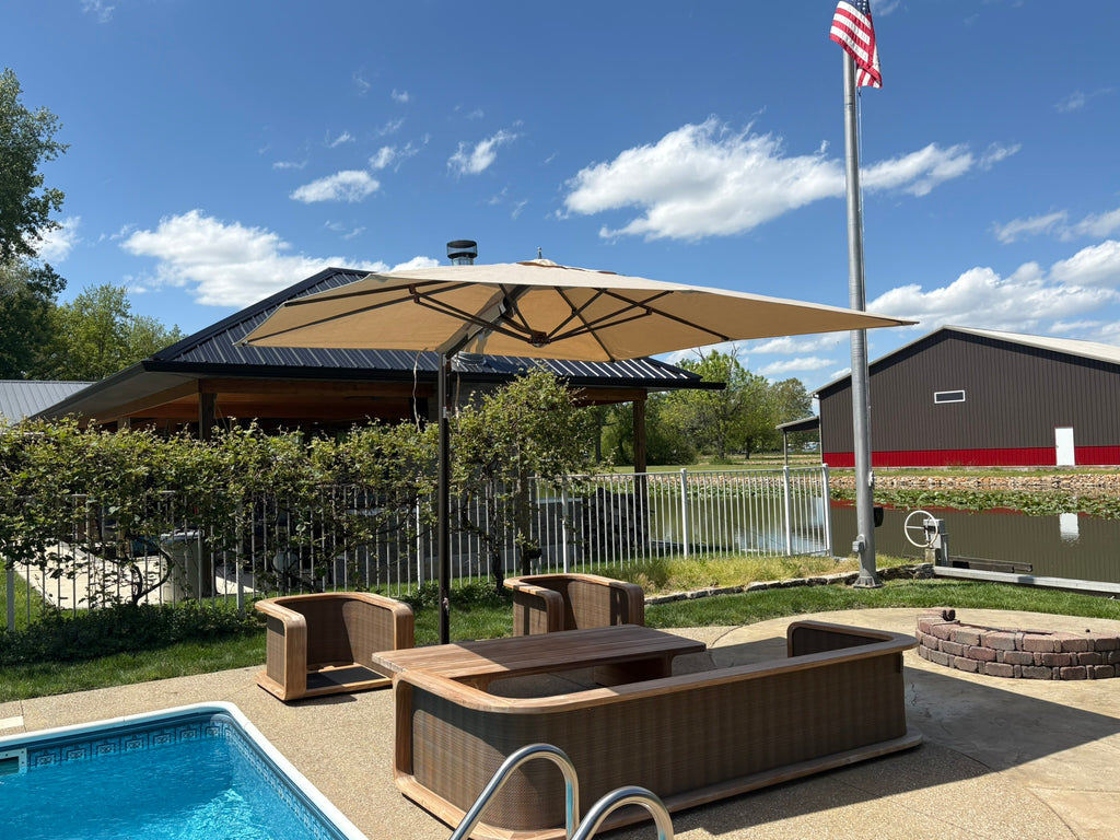 TUUCI® Ocean Master Cantilever Umbrella – 10' Square
Bronze | Marine-Grade Canvas | 600 LB Freestanding Base