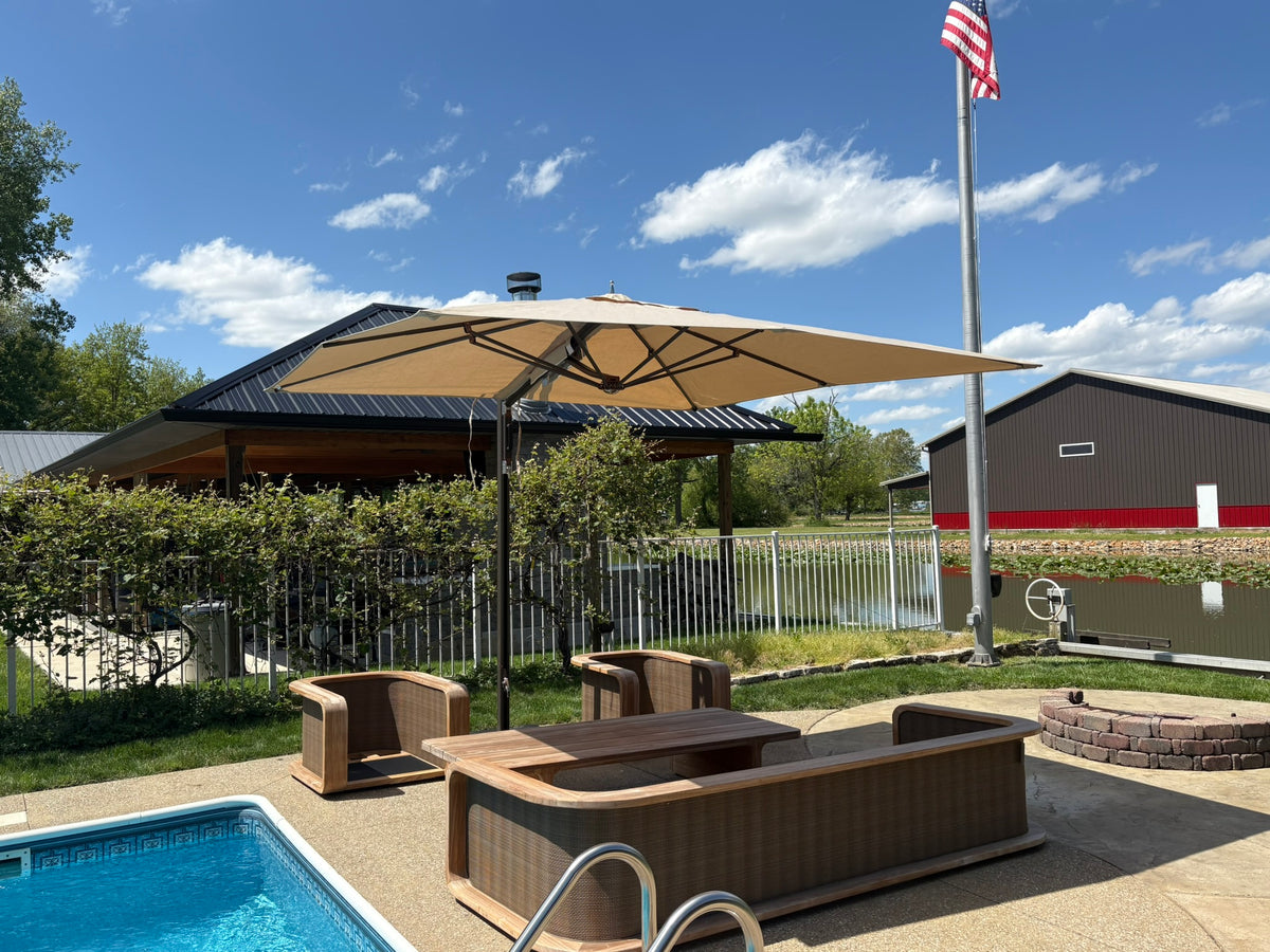 TUUCI® Ocean Master Cantilever Umbrella – 10' Square
Bronze | Marine-Grade Canvas | 600 LB Freestanding Base