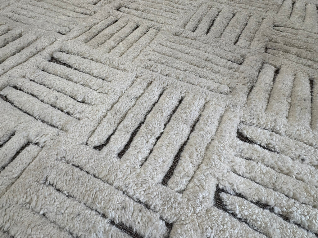 RH Basanti Rug – 9' × 12' Marled Ivory/Charcoal | Hand-Knotted Wool Blend | Contemporary Himalayan-Inspired Design