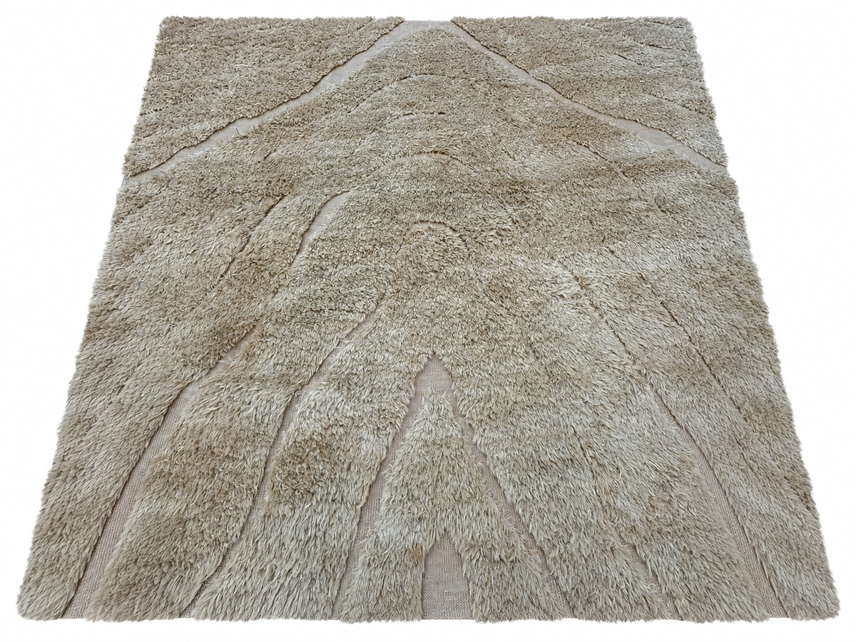 RH Tarras Wool Rug – 10' × 14' Wheat | 100% Hand-Spun Wool | Hand-Knotted | Sculptural High-Low Texture