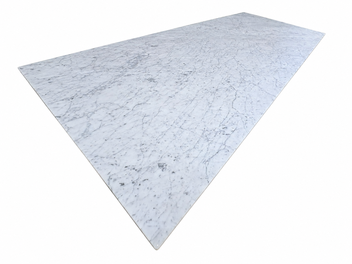 RH Aero Stone Rectangular Dining Table – 120" | Italian Carrara Marble Top | Cast Iron Pedestal Base