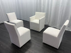 Curated Set of Four RH Ellison Fabric Dining Chairs
Perennials® Performance Textured Linen Weave — White
Recessed Caster Bases