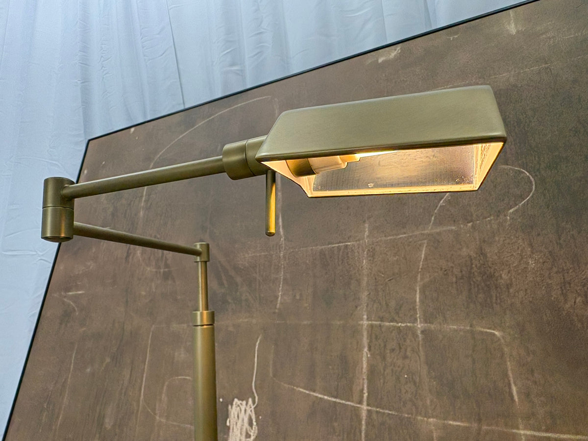 RH Métier Task Floor Lamp Lacquered Burnished Brass | Adjustable Swing Arm | Dimmable Task Lighting