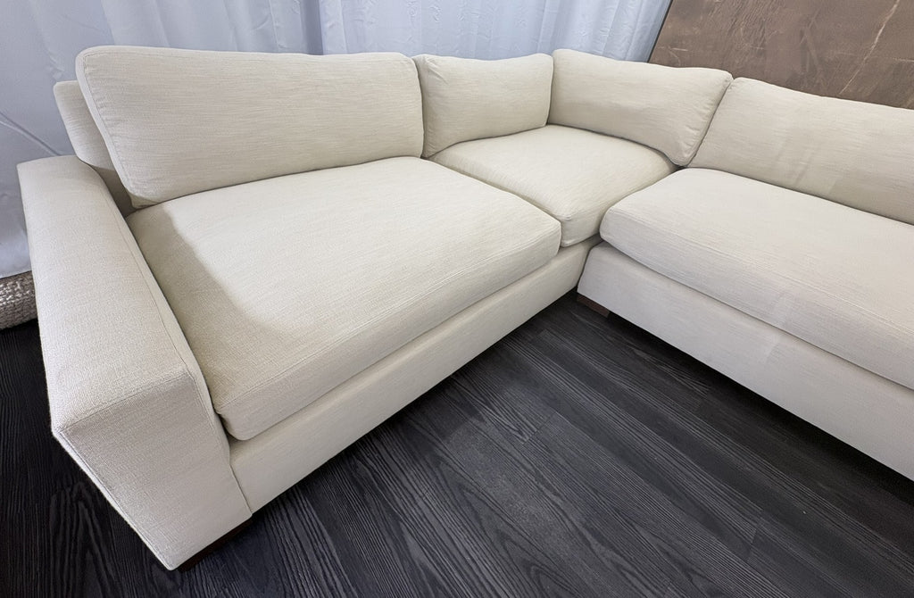 RH Maxwell Left-Arm L-Sectional | Classic | Down | Perennials® Performance Textured Linen Weave – Dune