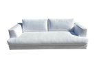 RH Monza Bench-Cushion Sofa – 8’ Luxe Depth in White Performance Linen Weave (Made in Italy)