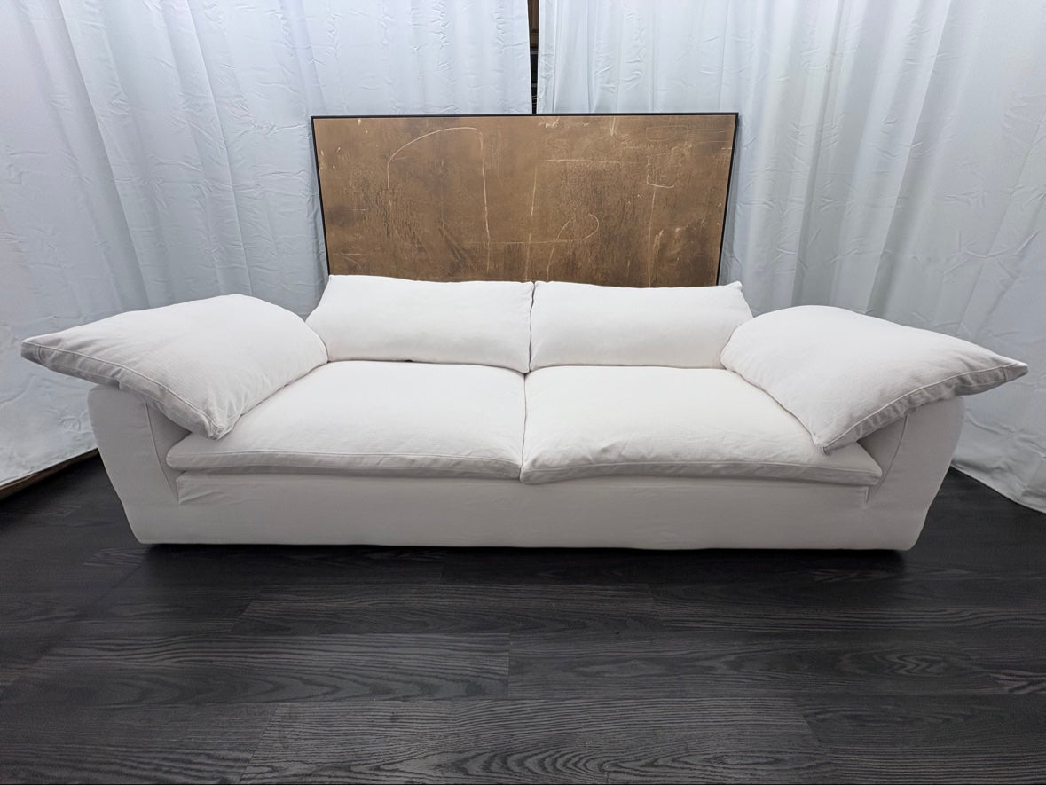 RH Cloud 9' Luxe Sofa — 2-Cushion | Perennials Performance Textured Linen Weave | White