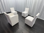 Curated Set of Four RH Ellison Fabric Dining Chairs
Perennials® Performance Textured Linen Weave — White
Recessed Caster Bases