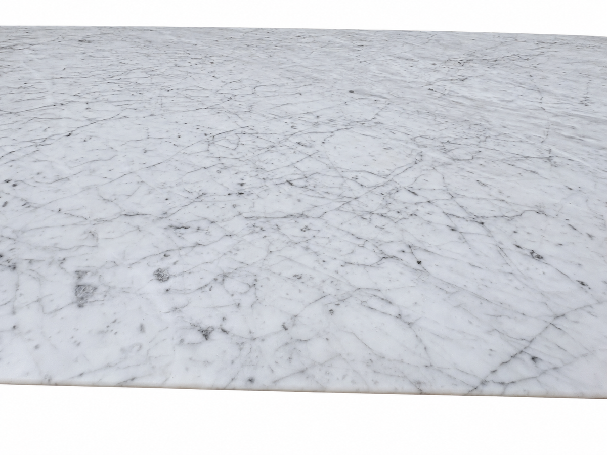 RH Aero Stone Rectangular Dining Table – 120" | Italian Carrara Marble Top | Cast Iron Pedestal Base