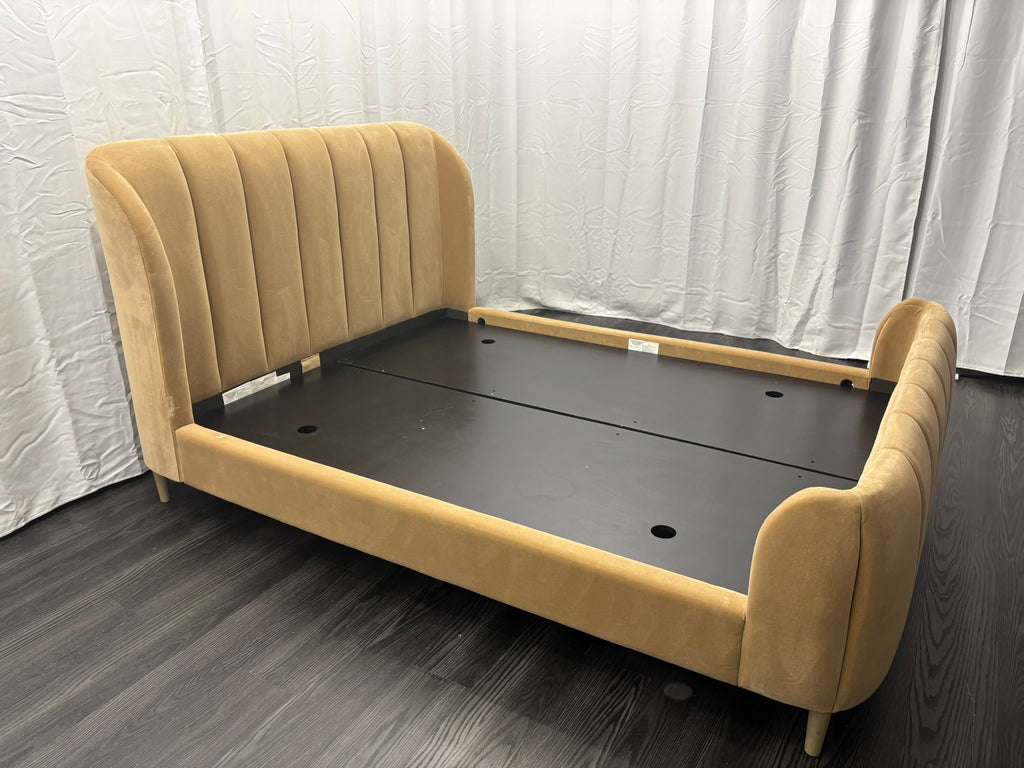 RH Valentina Upholstered Bed — Queen | Camel Performance Velvet