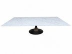 RH Aero Stone Rectangular Dining Table – 120" | Italian Carrara Marble Top | Cast Iron Pedestal Base