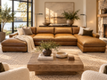 RH Maxwell Leather U-Chaise Sectional – 8' Armless Sofa with Dual Luxe Chaises in Italian Berkshire Leather (Chestnut)