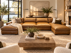 RH Maxwell Leather U-Chaise Sectional – 8' Armless Sofa with Dual Luxe Chaises in Italian Berkshire Leather (Chestnut)