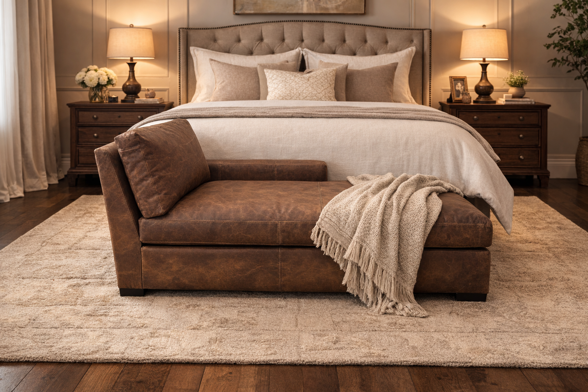 RH Maxwell Leather Right-Arm Chaise