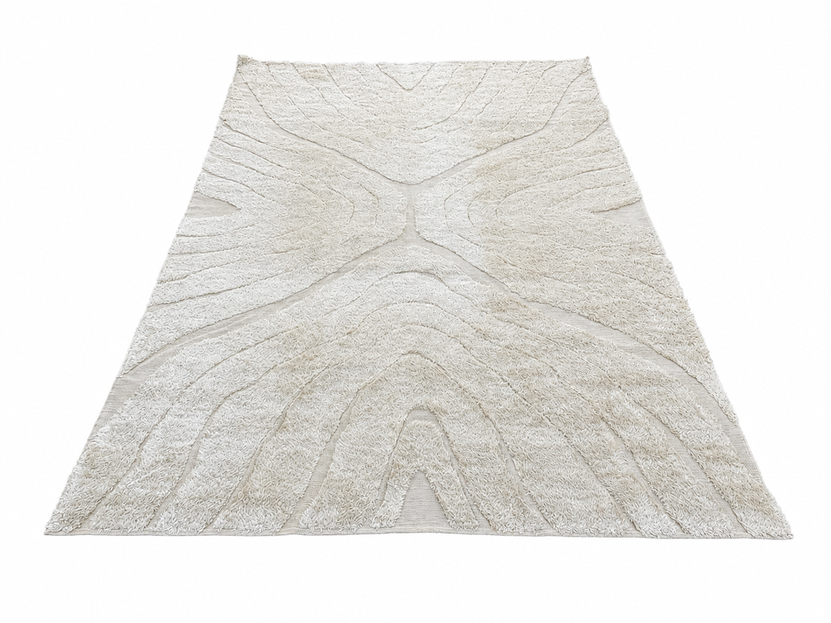 RH Tarras Wool Rug – 10' × 14' Wheat | 100% Hand-Spun Wool | Hand-Knotted | Sculptural High-Low Texture